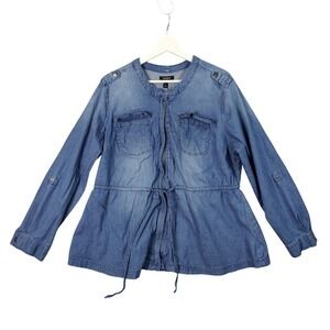 Torrid Denim Western Jacket Drawstring Waist Long Sleeve Women 1X Rodeo‎ Utility